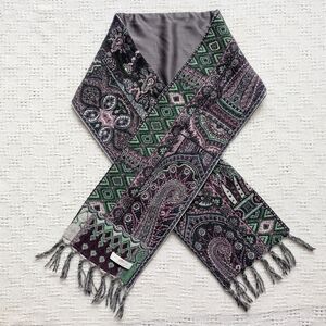 Daniel Hanson Nottingham England Tasseled Scarf 68"x9" (173x23 cm) Wool* Silk*